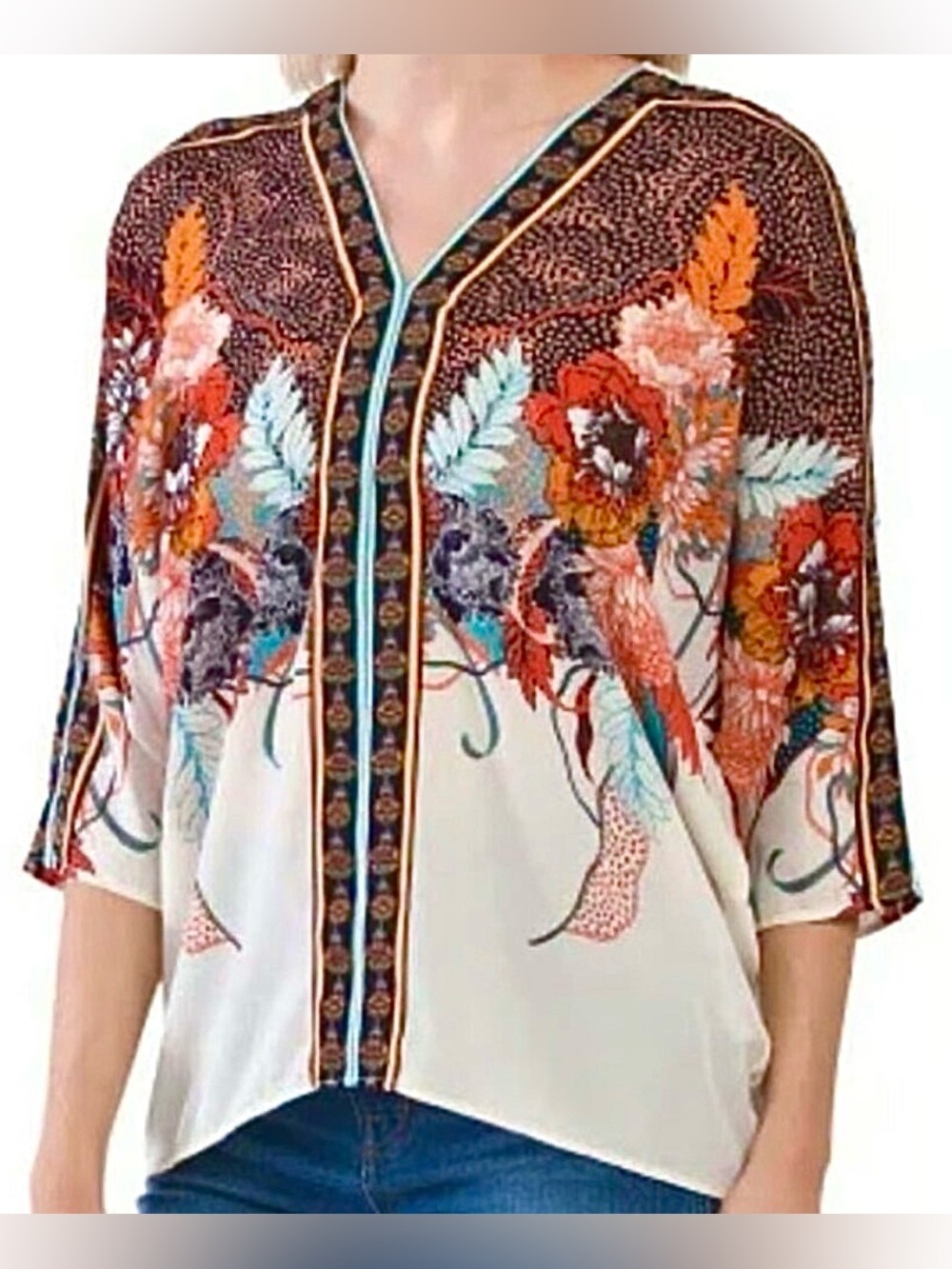 2 for $20 Rose + Olive Kimono Style Dolman Sleeve Multi Floral Top SZ 1X NWOT